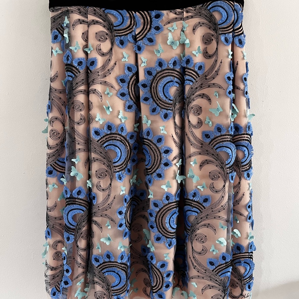 Elegant Blue and Black Embroidered Skirt